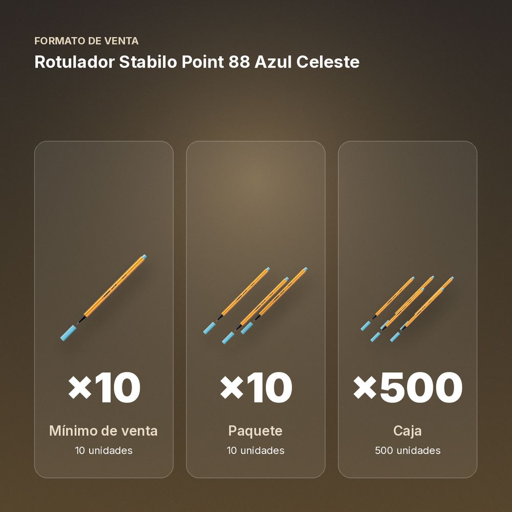 ROTULADOR STABILO POINT 88 AZUL CELESTE  - formato de venta: paquete de 10, caja de 500
