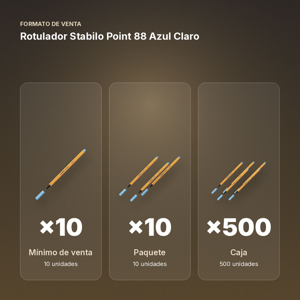 ROTULADOR STABILO POINT 88 AZUL CLARO  - formato de venta: paquete de 10, caja de 500