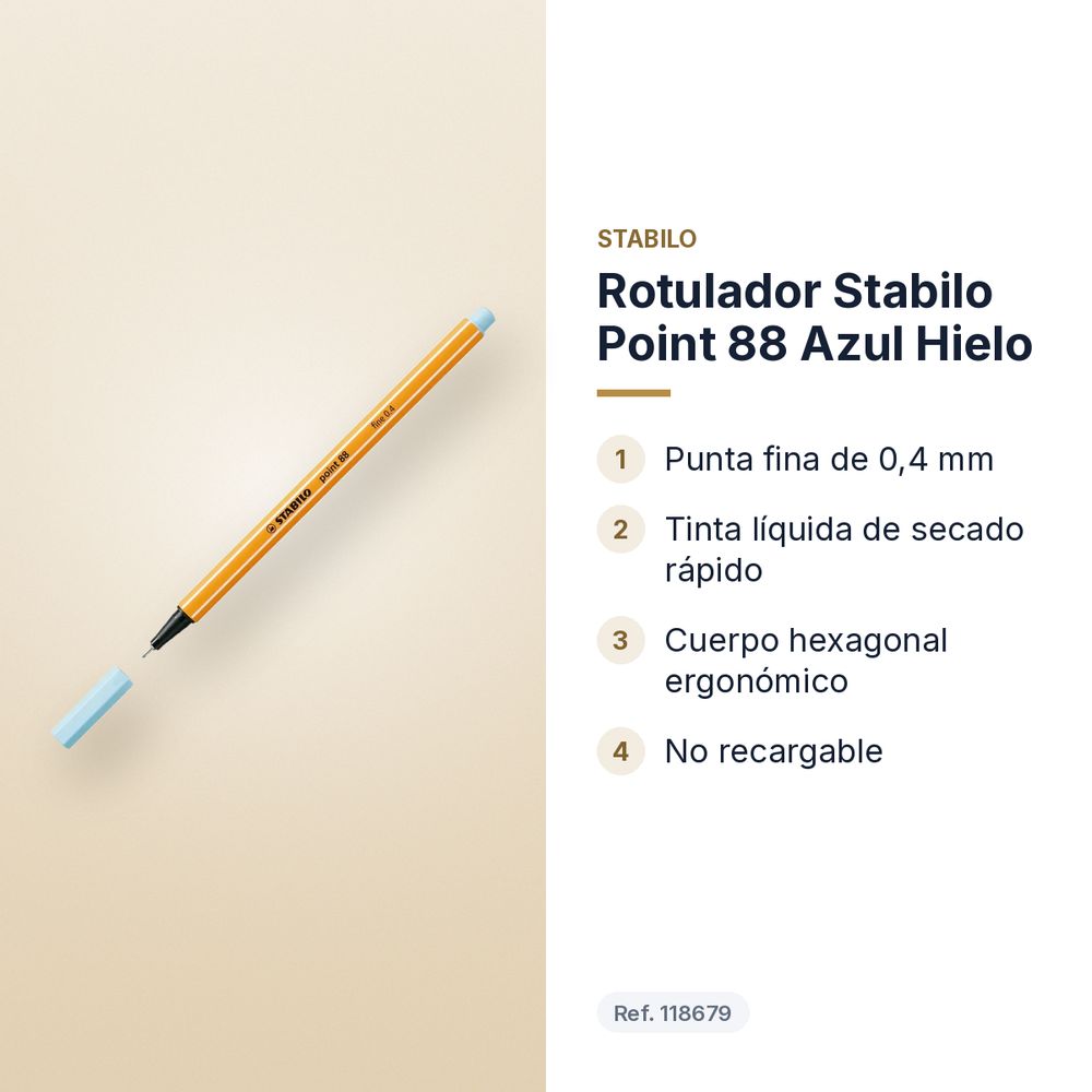 ROTULADOR STABILO POINT 88 AZUL HIELO - características principales