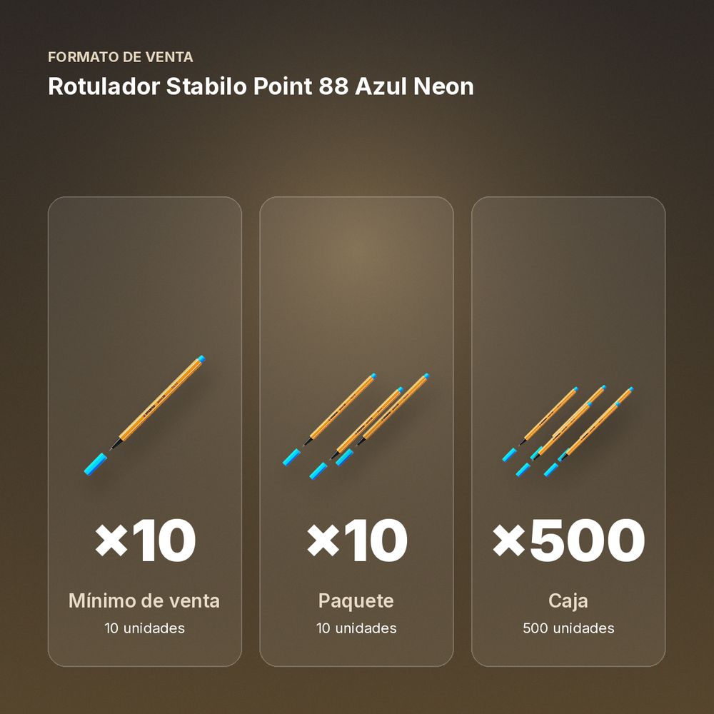 ROTULADOR STABILO POINT 88 AZUL NEON - formato de venta: paquete de 10, caja de 500