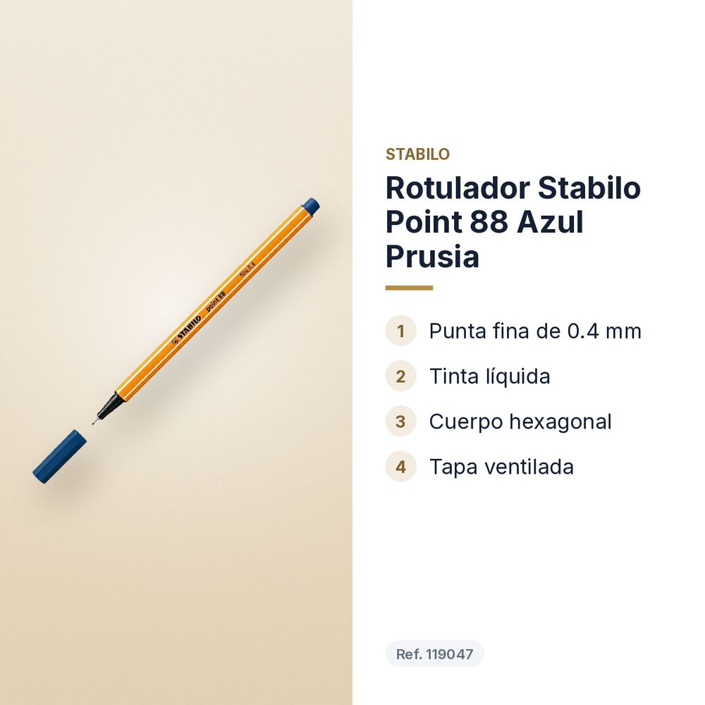 ROTULADOR STABILO POINT 88 AZUL PRUSIA - características principales