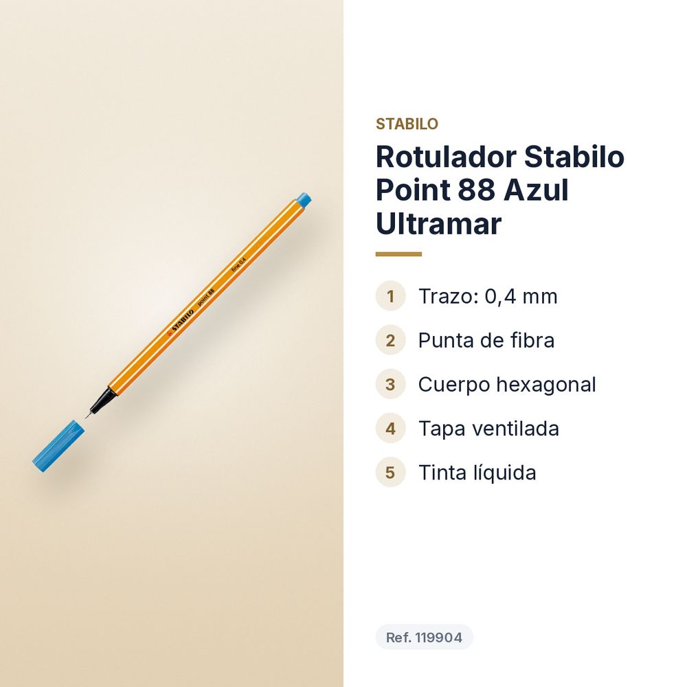 ROTULADOR STABILO POINT 88 AZUL ULTRAMAR - características principales