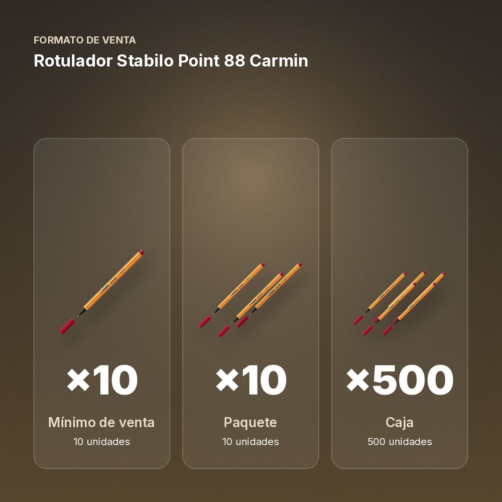 ROTULADOR STABILO POINT 88 CARMIN  - formato de venta: paquete de 10, caja de 500