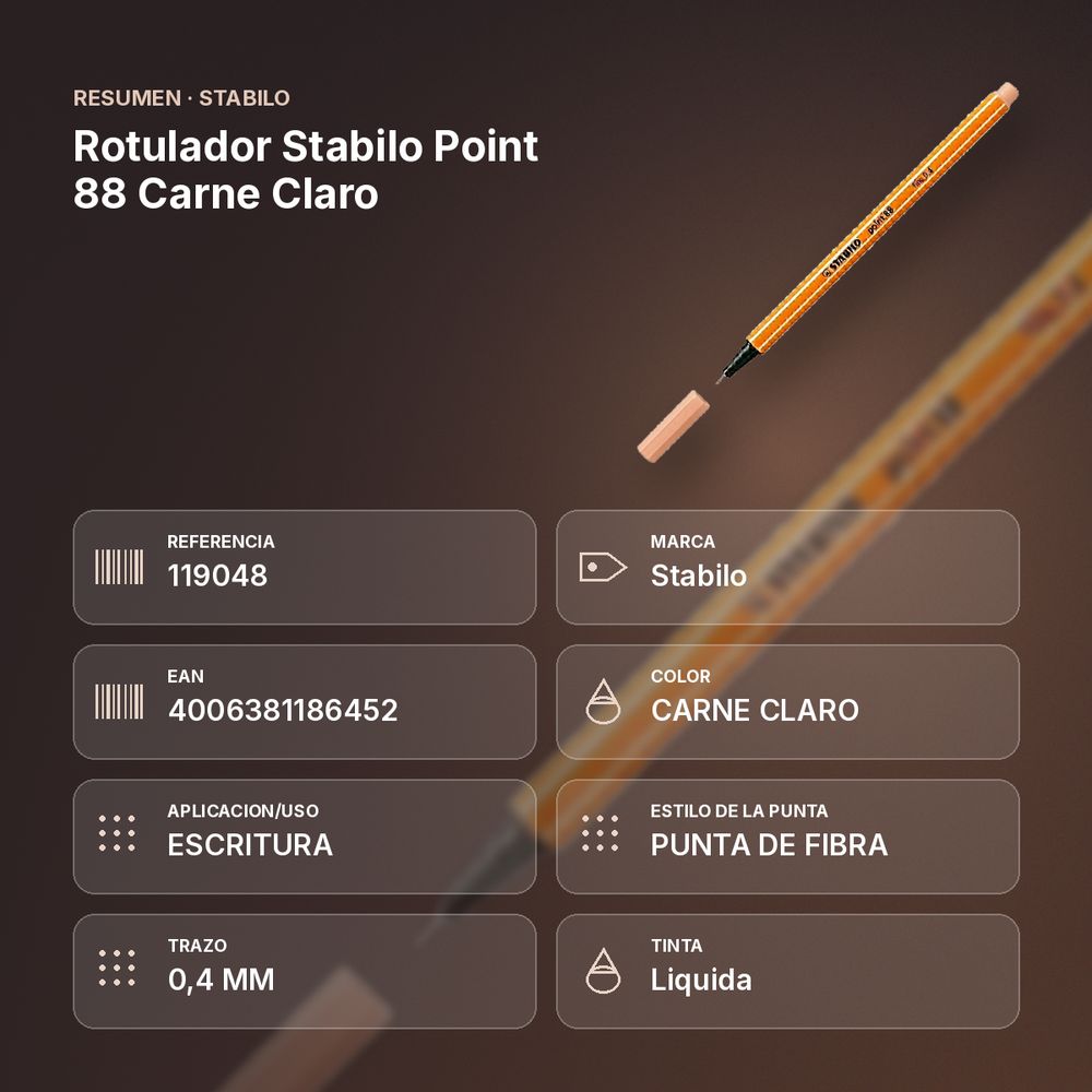 ROTULADOR STABILO POINT 88 CARNE CLARO - resumen de atributos