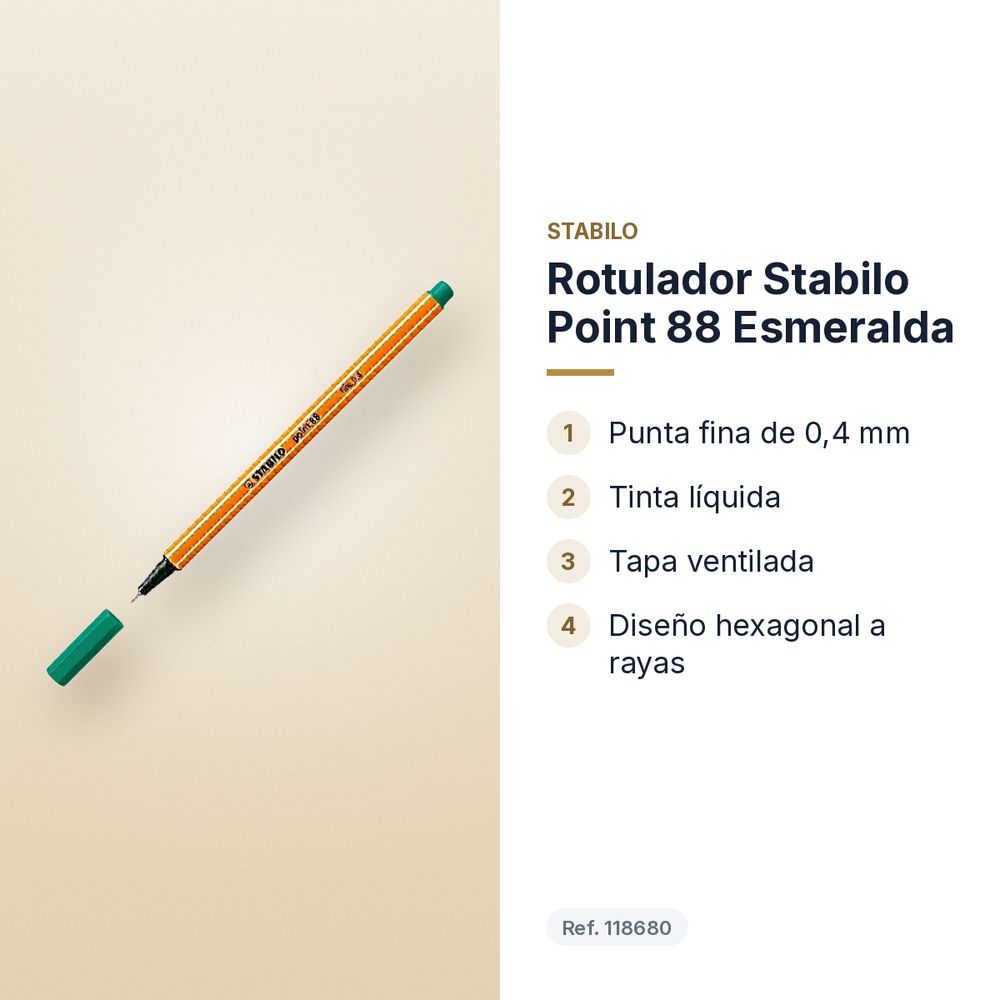 ROTULADOR STABILO POINT 88 ESMERALDA  - características principales