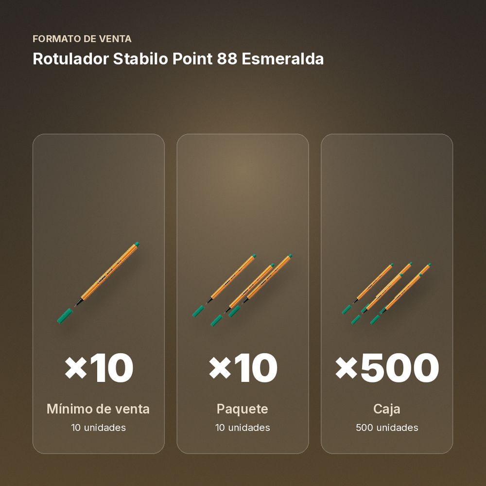 ROTULADOR STABILO POINT 88 ESMERALDA  - formato de venta: paquete de 10, caja de 500