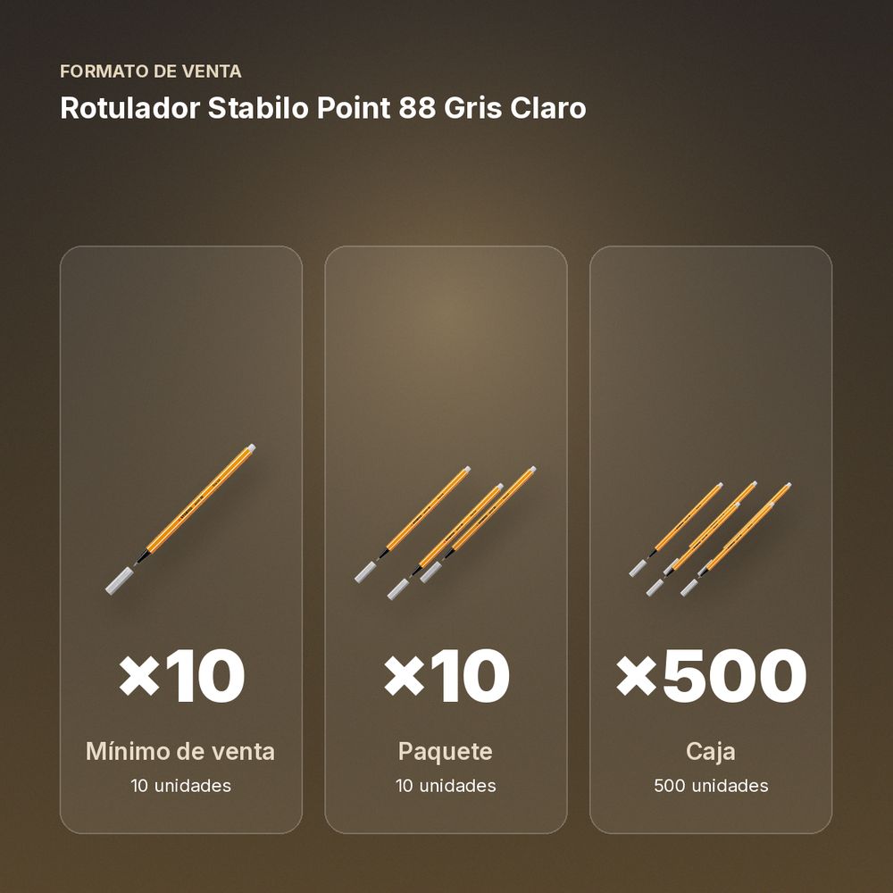 ROTULADOR STABILO POINT 88 GRIS CLARO  - formato de venta: paquete de 10, caja de 500