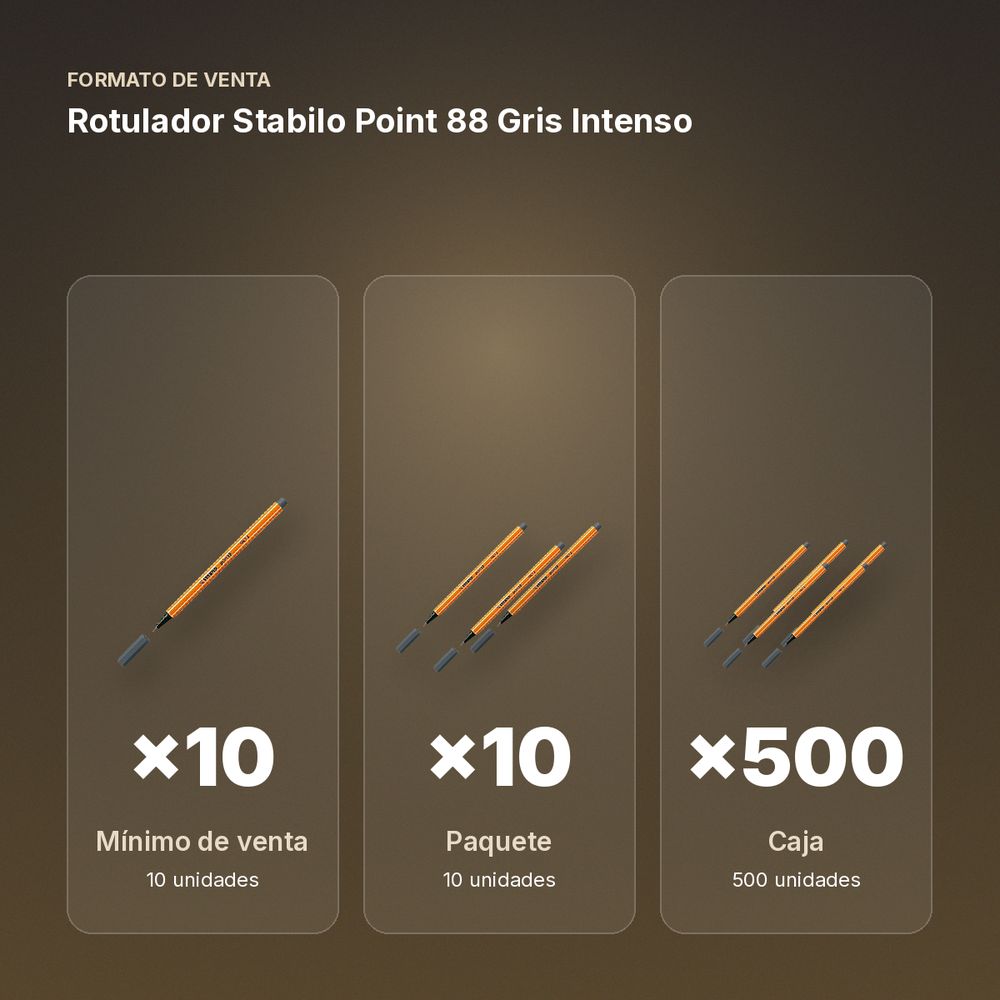 ROTULADOR STABILO POINT 88 GRIS INTENSO   - formato de venta: paquete de 10, caja de 500