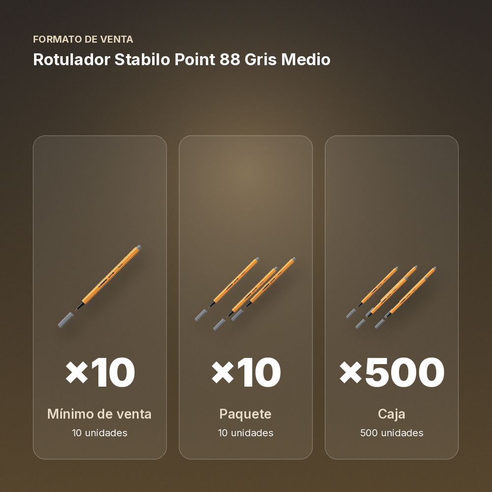 ROTULADOR STABILO POINT 88 GRIS MEDIO   - formato de venta: paquete de 10, caja de 500