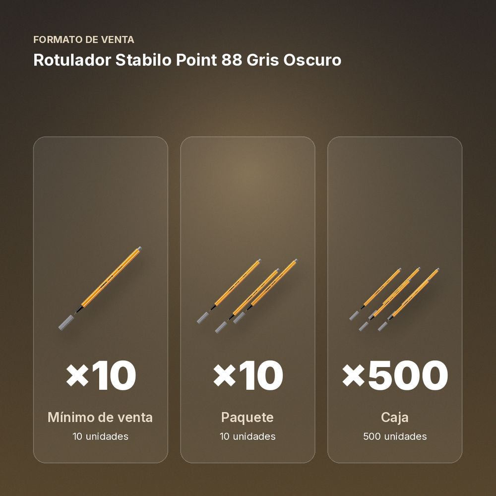ROTULADOR STABILO POINT 88 GRIS OSCURO  - formato de venta: paquete de 10, caja de 500