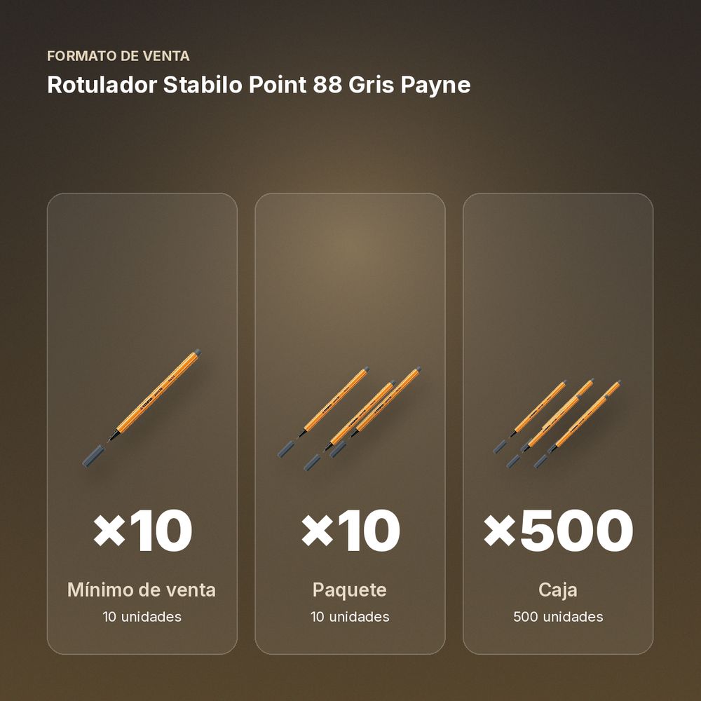 ROTULADOR STABILO POINT 88 GRIS PAYNE  - formato de venta: paquete de 10, caja de 500