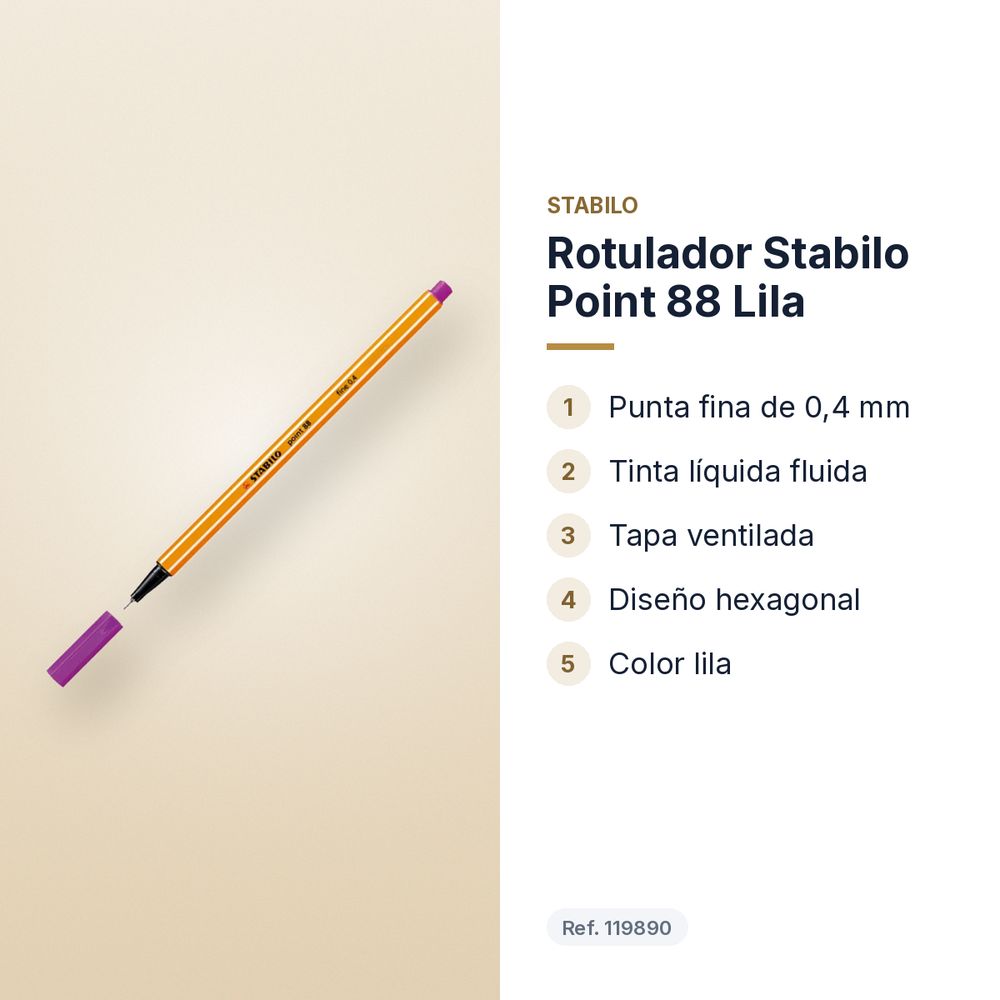 ROTULADOR STABILO POINT 88 LILA  - características principales
