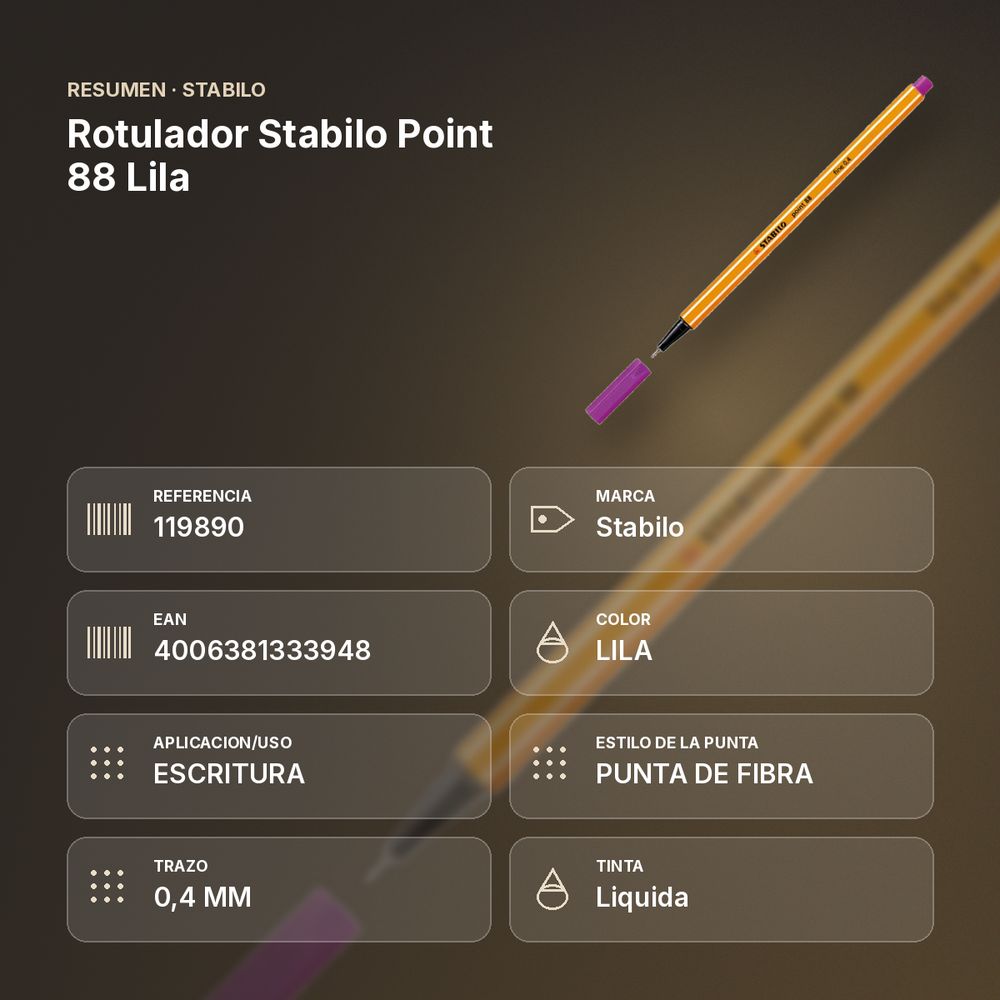 ROTULADOR STABILO POINT 88 LILA  - resumen de atributos
