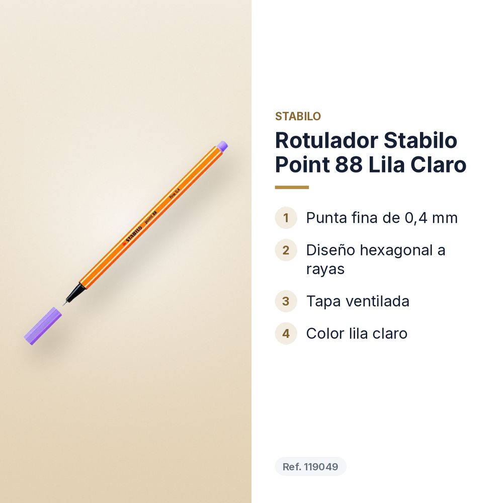 ROTULADOR STABILO POINT 88 LILA CLARO  - características principales