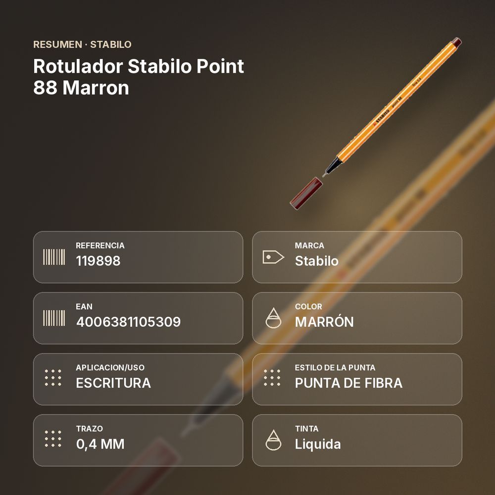 ROTULADOR STABILO POINT 88 MARRON  - resumen de atributos