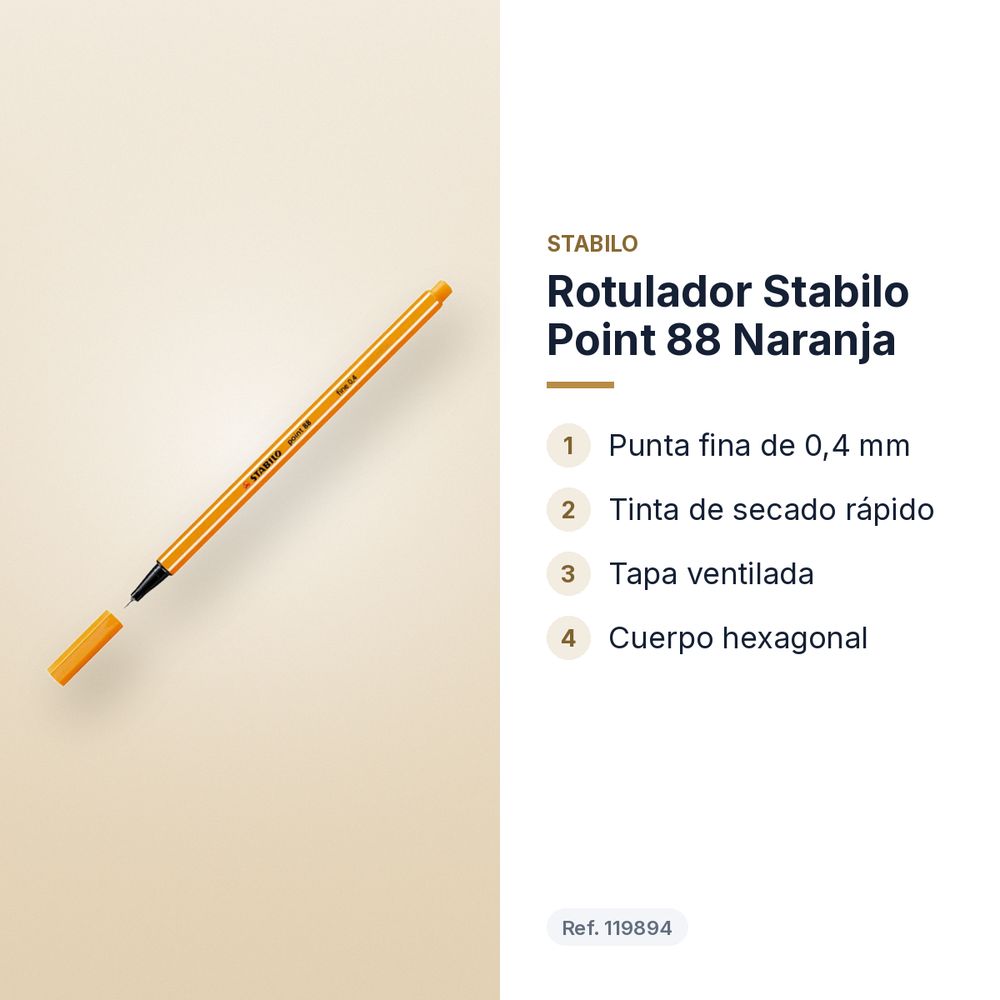 ROTULADOR STABILO POINT 88 NARANJA  - características principales