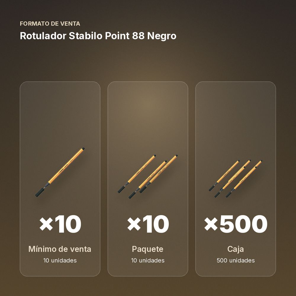 ROTULADOR STABILO POINT 88 NEGRO - formato de venta: paquete de 10, caja de 500