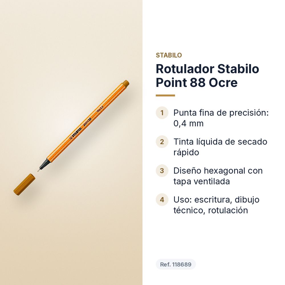 ROTULADOR STABILO POINT 88 OCRE  - características principales