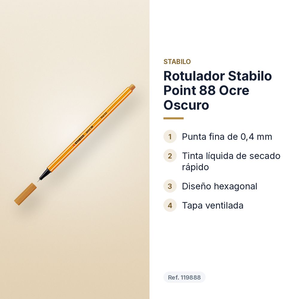 ROTULADOR STABILO POINT 88 OCRE OSCURO  - características principales