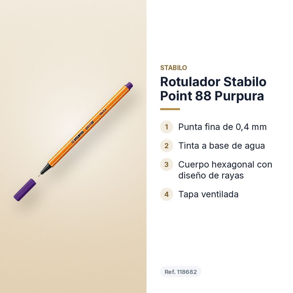 ROTULADOR STABILO POINT 88 PURPURA - características principales