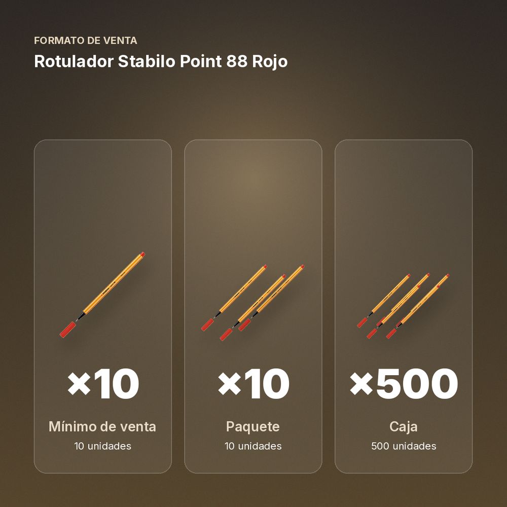 ROTULADOR STABILO POINT 88 ROJO - formato de venta: paquete de 10, caja de 500