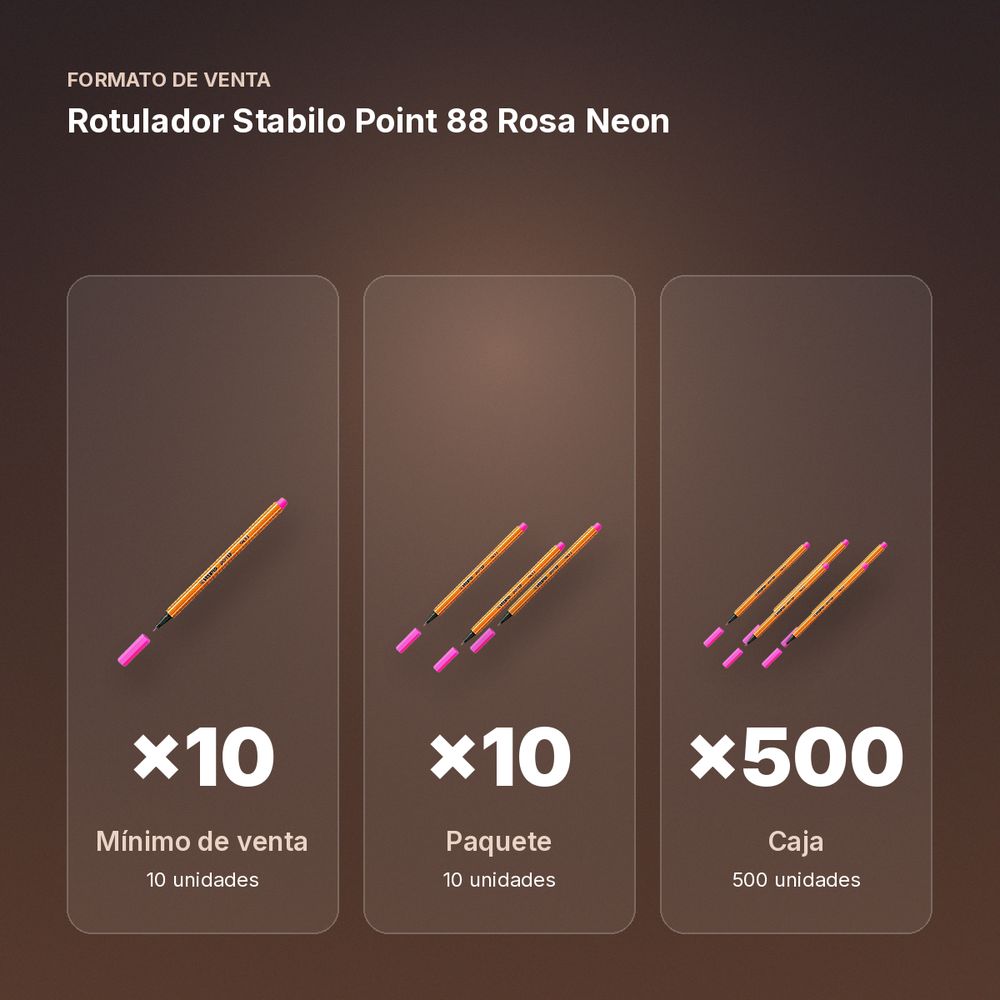 ROTULADOR STABILO POINT 88 ROSA NEON  - formato de venta: paquete de 10, caja de 500