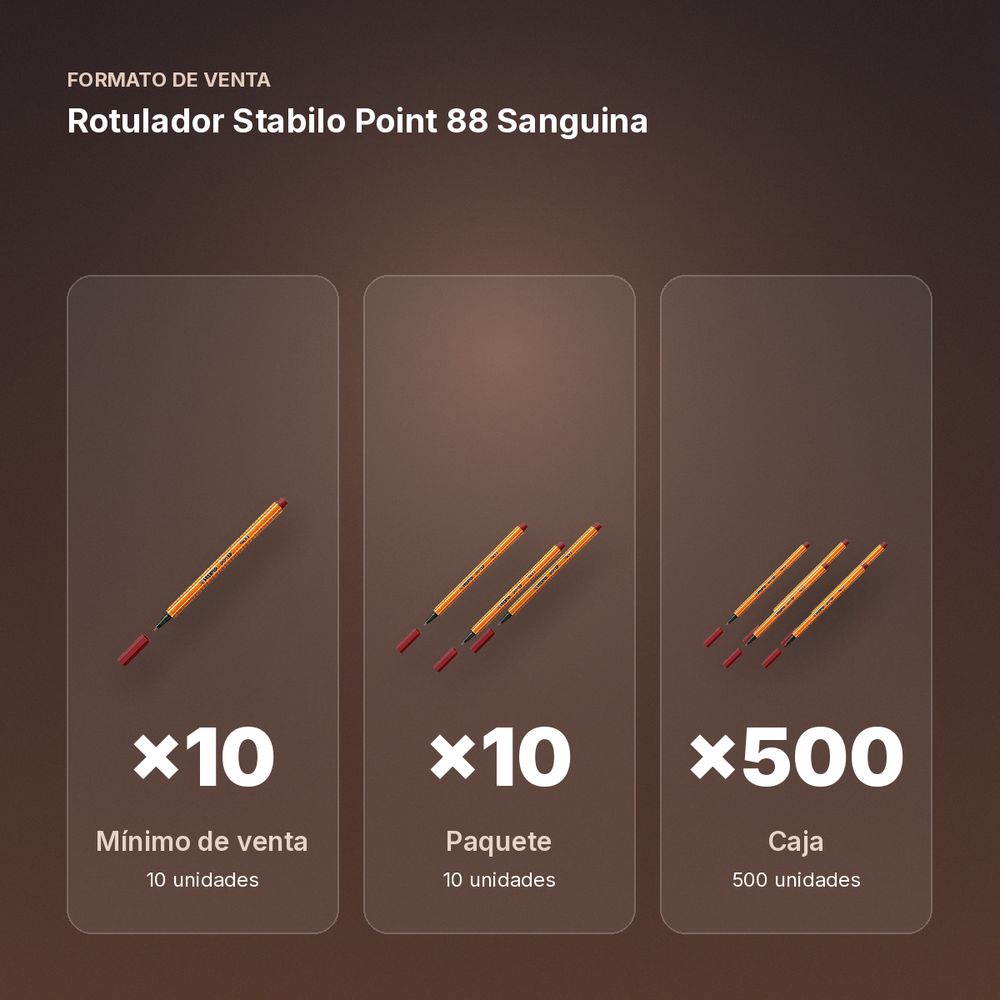 ROTULADOR STABILO POINT 88 SANGUINA - formato de venta: paquete de 10, caja de 500