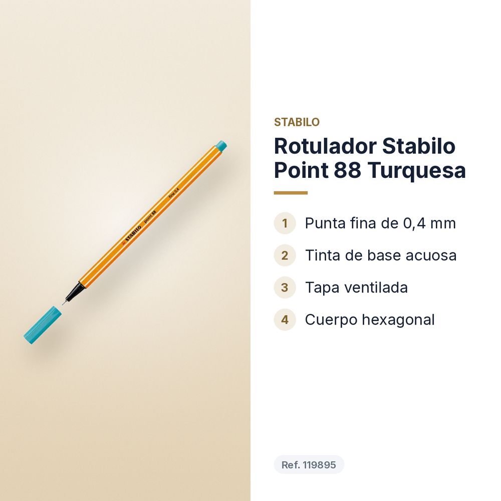 ROTULADOR STABILO POINT 88 TURQUESA - características principales