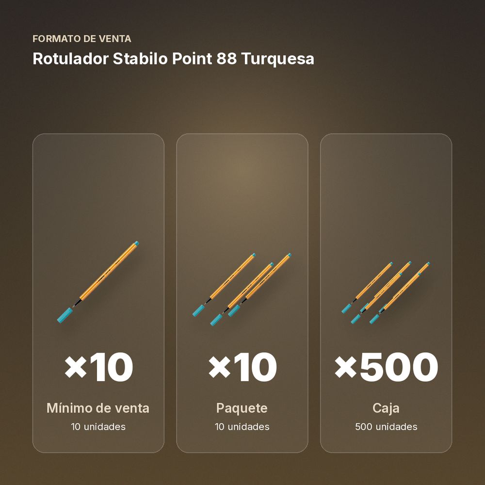 ROTULADOR STABILO POINT 88 TURQUESA - formato de venta: paquete de 10, caja de 500