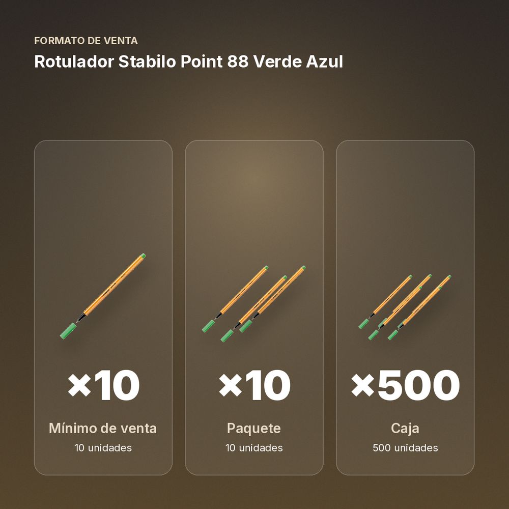 ROTULADOR STABILO POINT 88 VERDE AZUL - formato de venta: paquete de 10, caja de 500