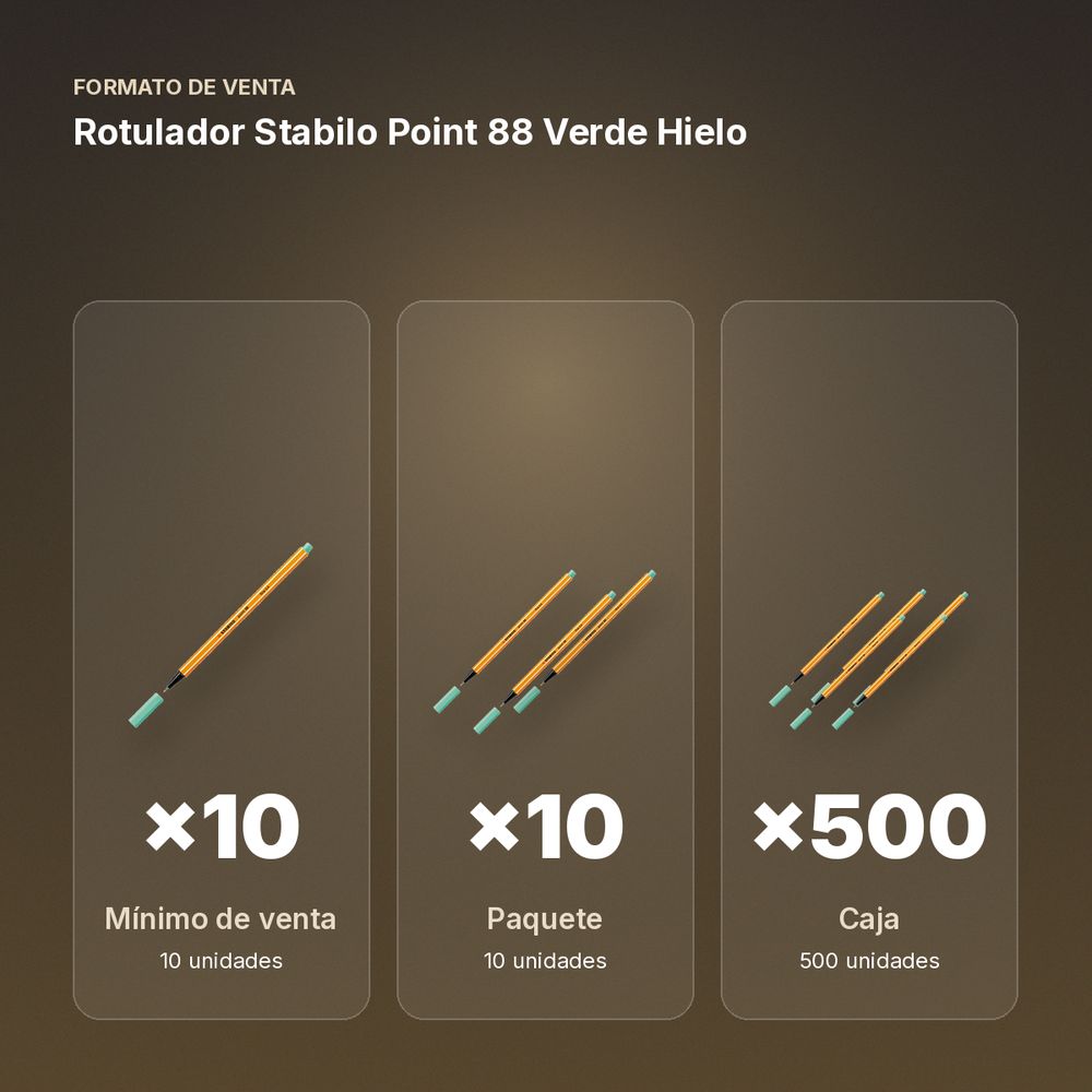 ROTULADOR STABILO POINT 88 VERDE HIELO  - formato de venta: paquete de 10, caja de 500