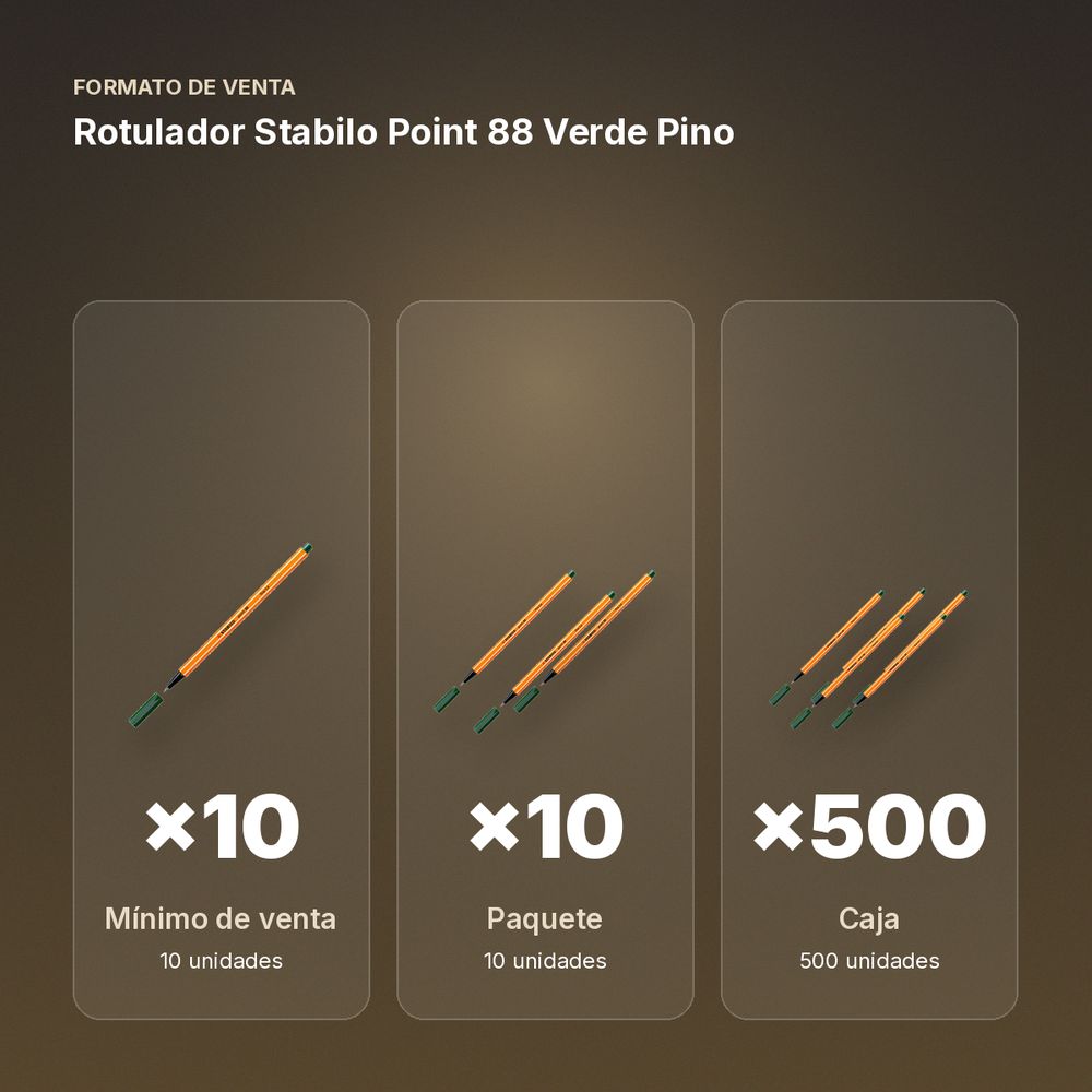 ROTULADOR STABILO POINT 88 VERDE PINO  - formato de venta: paquete de 10, caja de 500