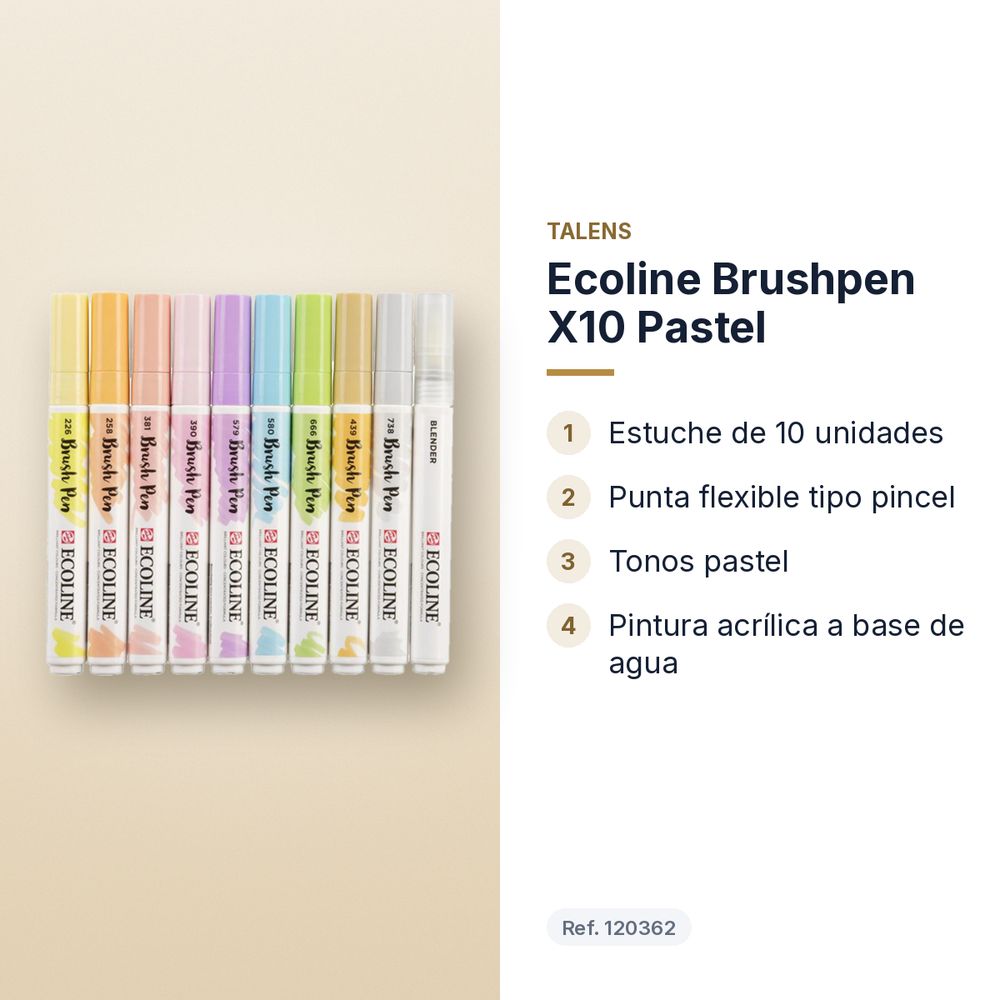 ECOLINE BRUSHPEN X10 PASTEL - características principales