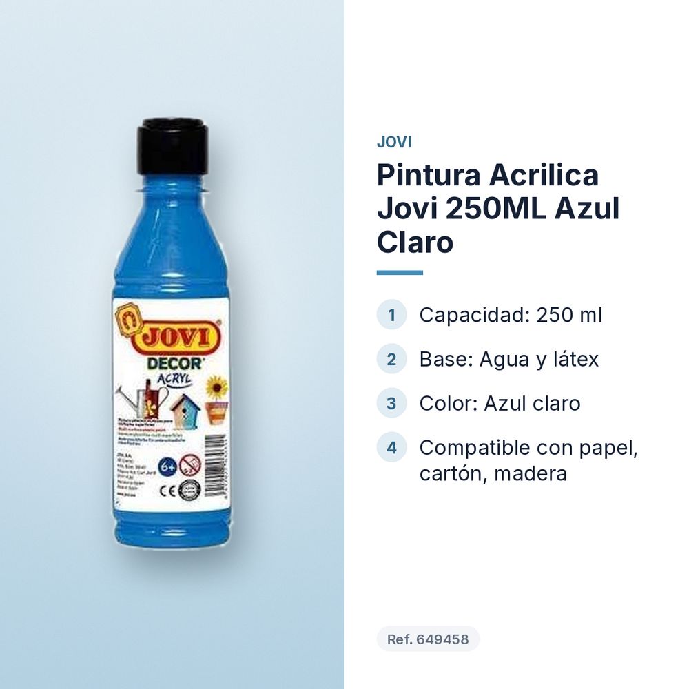 PINTURA ACRILICA JOVI 250ML AZUL CLARO - características principales