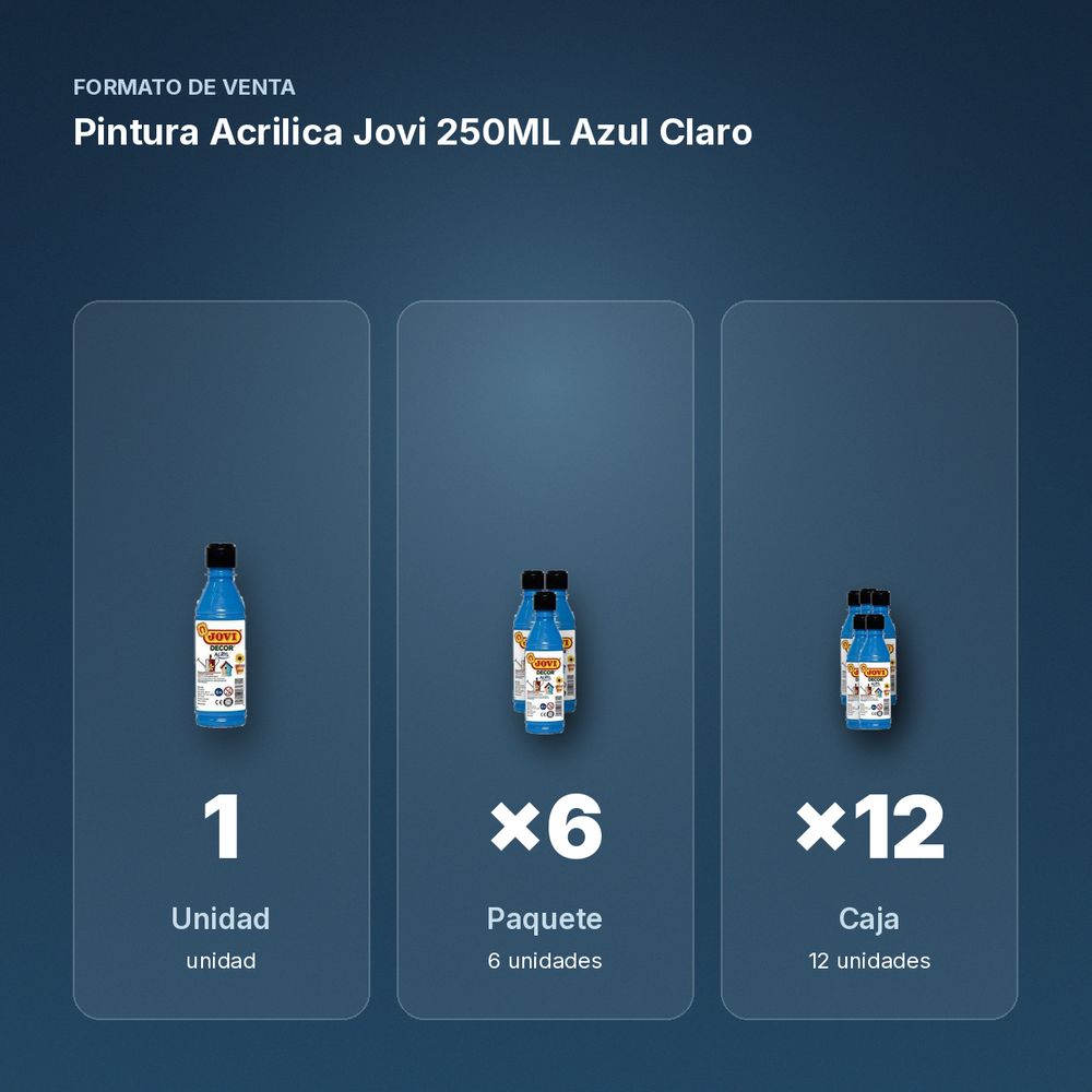 PINTURA ACRILICA JOVI 250ML AZUL CLARO - formato de venta: paquete de 6, caja de 12
