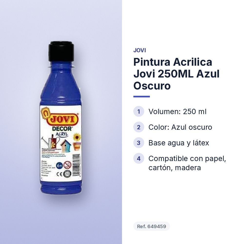 PINTURA ACRILICA JOVI 250ML AZUL OSCURO - características principales