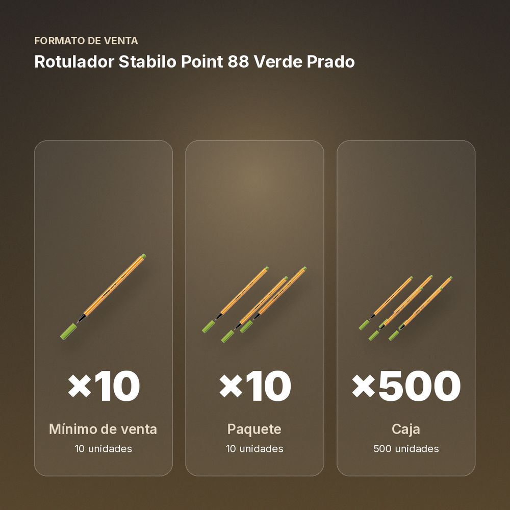 ROTULADOR STABILO POINT 88 VERDE PRADO - formato de venta: paquete de 10, caja de 500