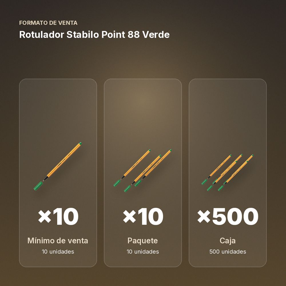 ROTULADOR STABILO POINT 88 VERDE - formato de venta: paquete de 10, caja de 500