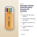 ROTULADOR STABILO POINT 88 ZEBRUI ESTUCHE 20  SURTIDOS  - características principales
