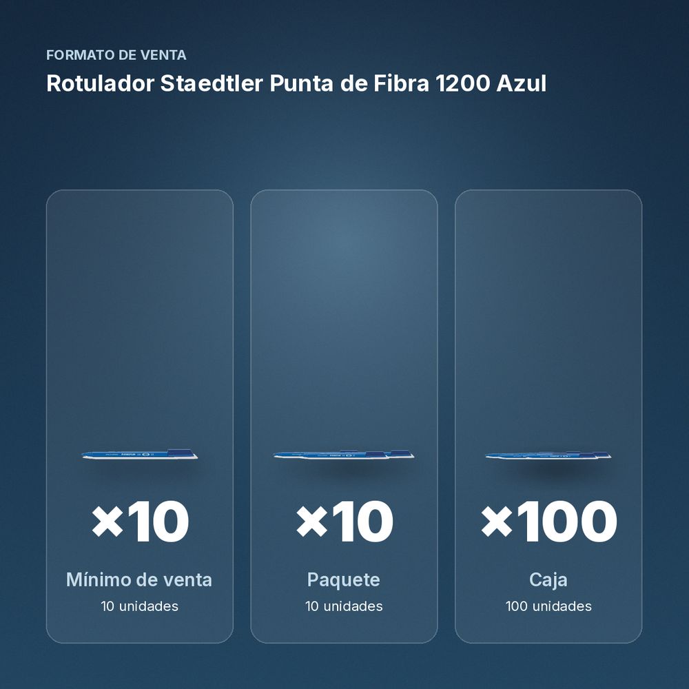 ROTULADOR STAEDTLER PUNTA DE FIBRA 1200 AZUL - formato de venta: paquete de 10, caja de 100