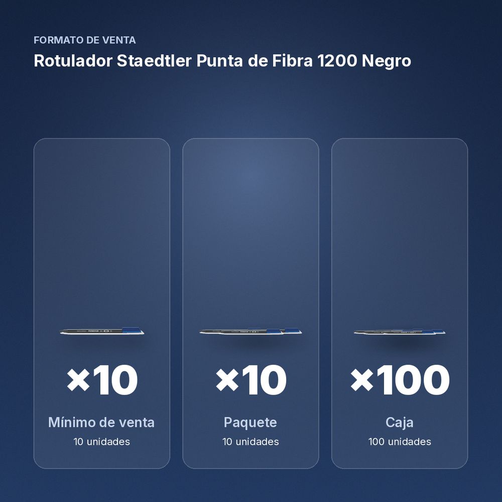 ROTULADOR STAEDTLER PUNTA DE FIBRA 1200 NEGRO - formato de venta: paquete de 10, caja de 100