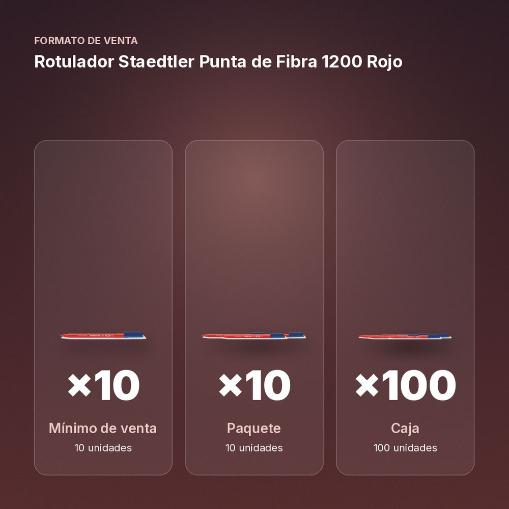 ROTULADOR STAEDTLER PUNTA DE FIBRA 1200 ROJO - formato de venta: paquete de 10, caja de 100