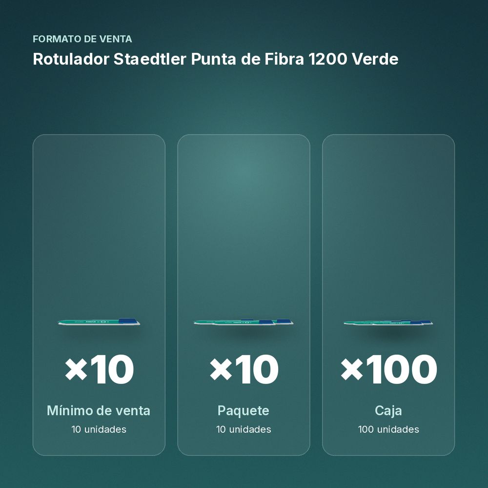 ROTULADOR STAEDTLER PUNTA DE FIBRA 1200 VERDE - formato de venta: paquete de 10, caja de 100