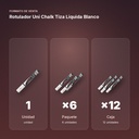 ROTULADOR UNI CHALK TIZA LÍQUIDA BLANCO - formato de venta: paquete de 6, caja de 12