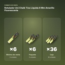ROTULADOR UNI CHALK TIZA LÍQUIDA 8 MM AMARILLO FLUORESCENTE - formato de venta: paquete de 6, caja de 36