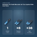 ROTULADOR UNI CHALK MARCADOR DE TIZA LÍQUIDA 8 MM AZUL CLARO - formato de venta: paquete de 6, caja de 36