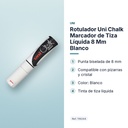 ROTULADOR UNI CHALK MARCADOR DE TIZA LÍQUIDA 8 MM BLANCO - características principales