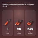ROTULADOR UNI CHALK MARCADOR DE TIZA LÍQUIDA 8 MM NARANJA - formato de venta: paquete de 6, caja de 36