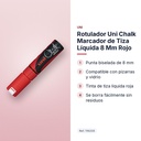 ROTULADOR UNI CHALK MARCADOR DE TIZA LÍQUIDA 8 MM ROJO - características principales