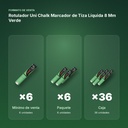 ROTULADOR UNI CHALK MARCADOR DE TIZA LÍQUIDA 8 MM VERDE - formato de venta: paquete de 6, caja de 36